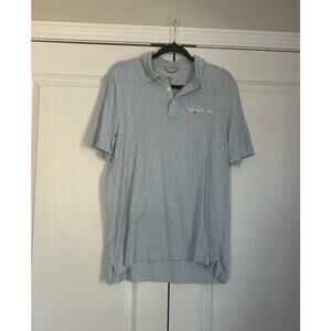 Faherty Short Sleeve Movement Pique Polo Shirt Size Medium Blue Heather Soft
